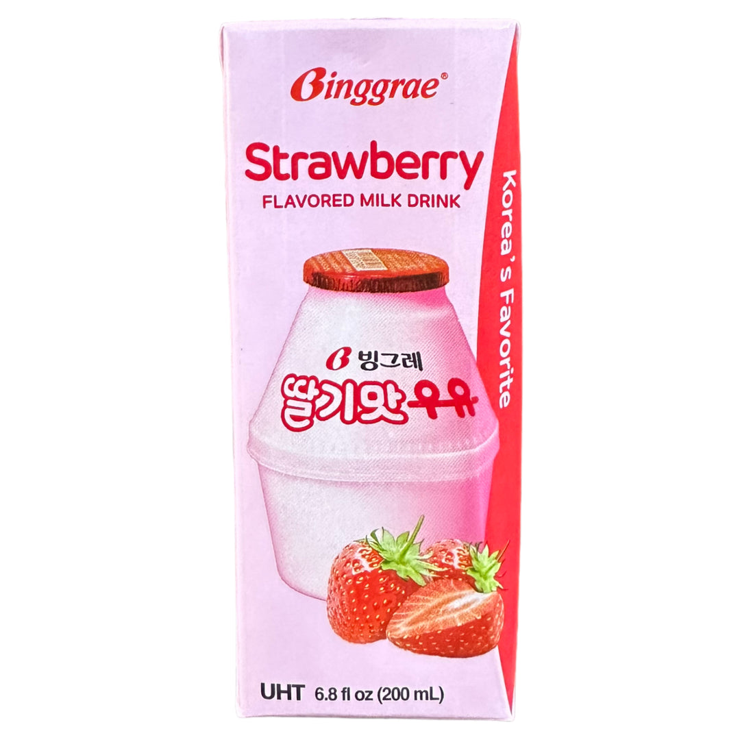 Binggrae - Strawberry Flavored Milk Drink 6.8 FL OZ