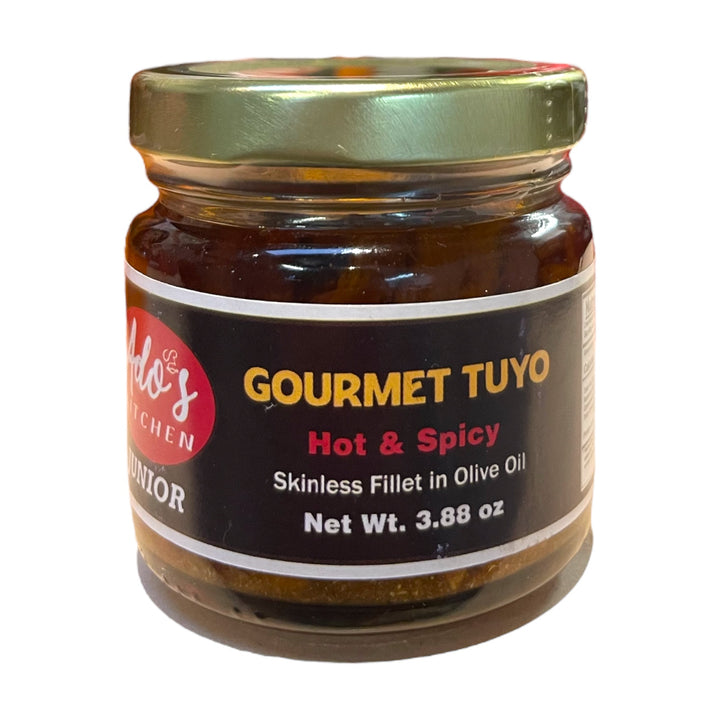 Ado’s Kitchen Junior - Gourmet Tuyo Skinless Fillet in Olive Oil Hot & Spicy 🌶️ 3.88 OZ