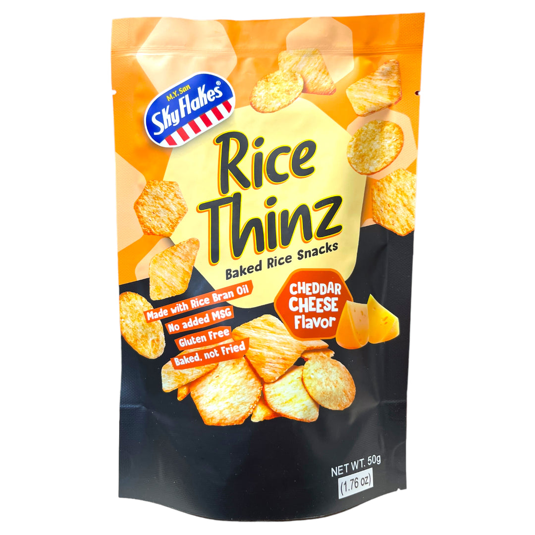 MY San Skyflakes Rice Thinz Baked Rice Snacks Cheddar Cheese Flavor 50 G