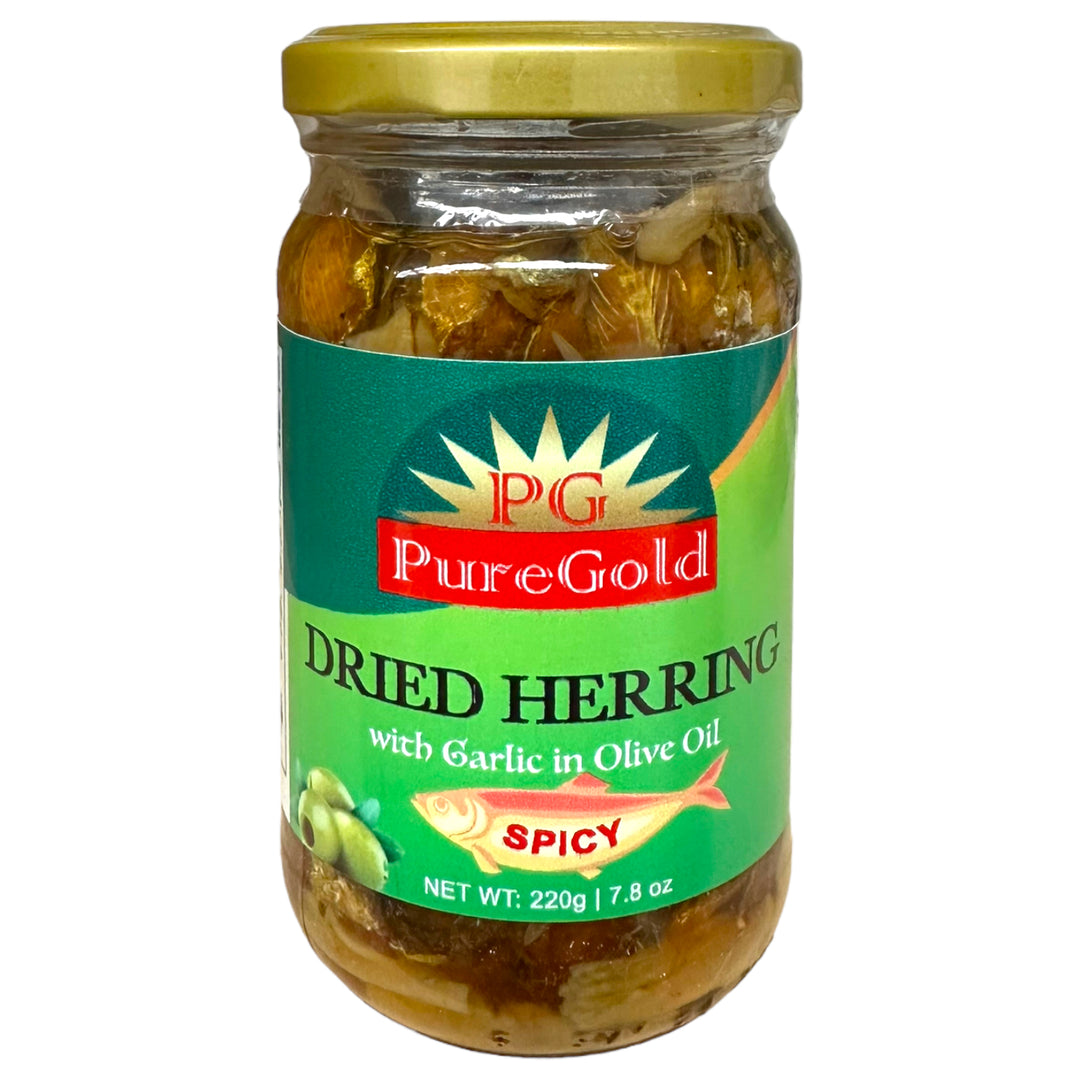 PureGold - Dried Herring with Garlic in Olive Oil Spicy 220 G