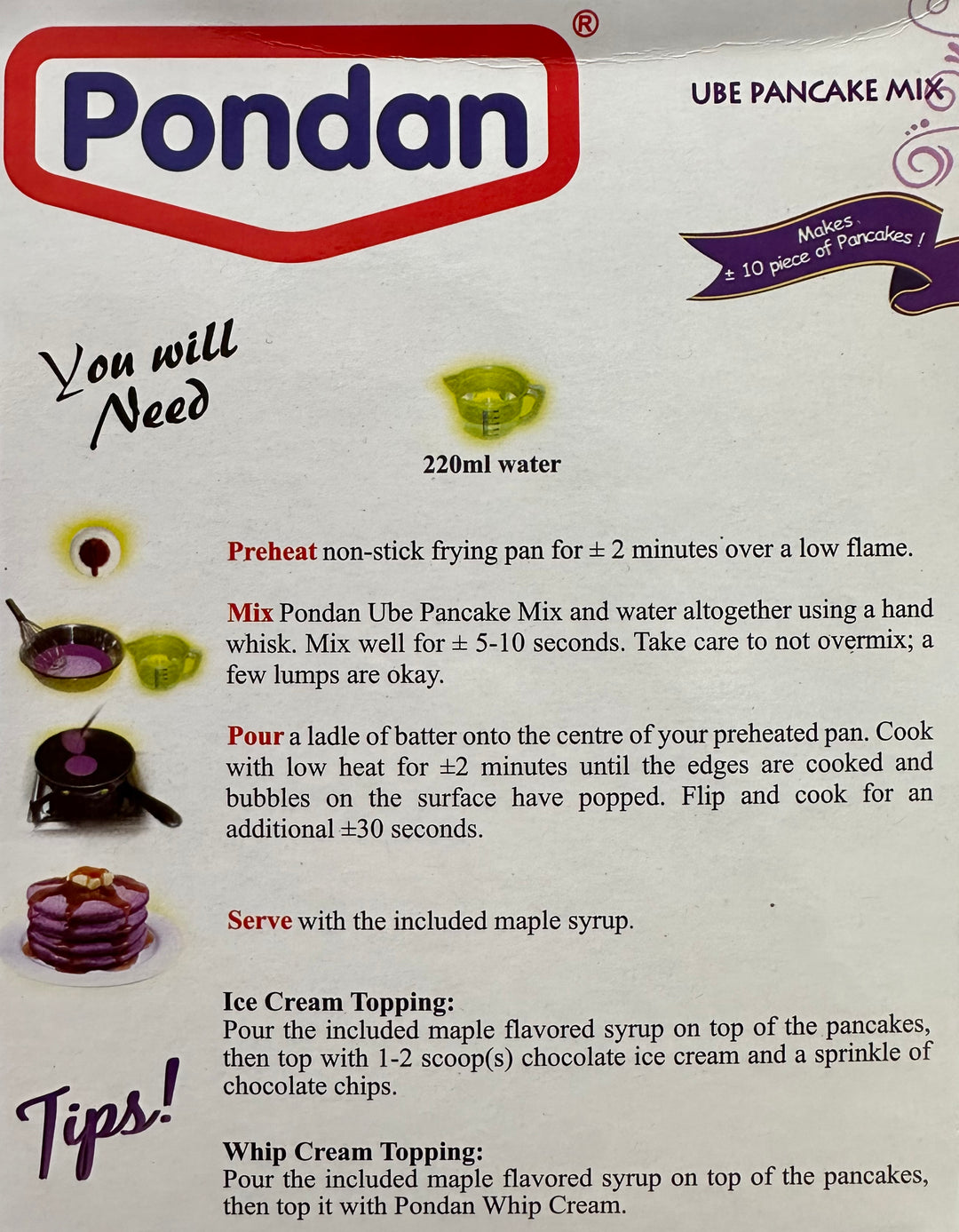 Pondon - Ube Pancake Mix - Maple Flavored Syrup Included 8.81 OZ