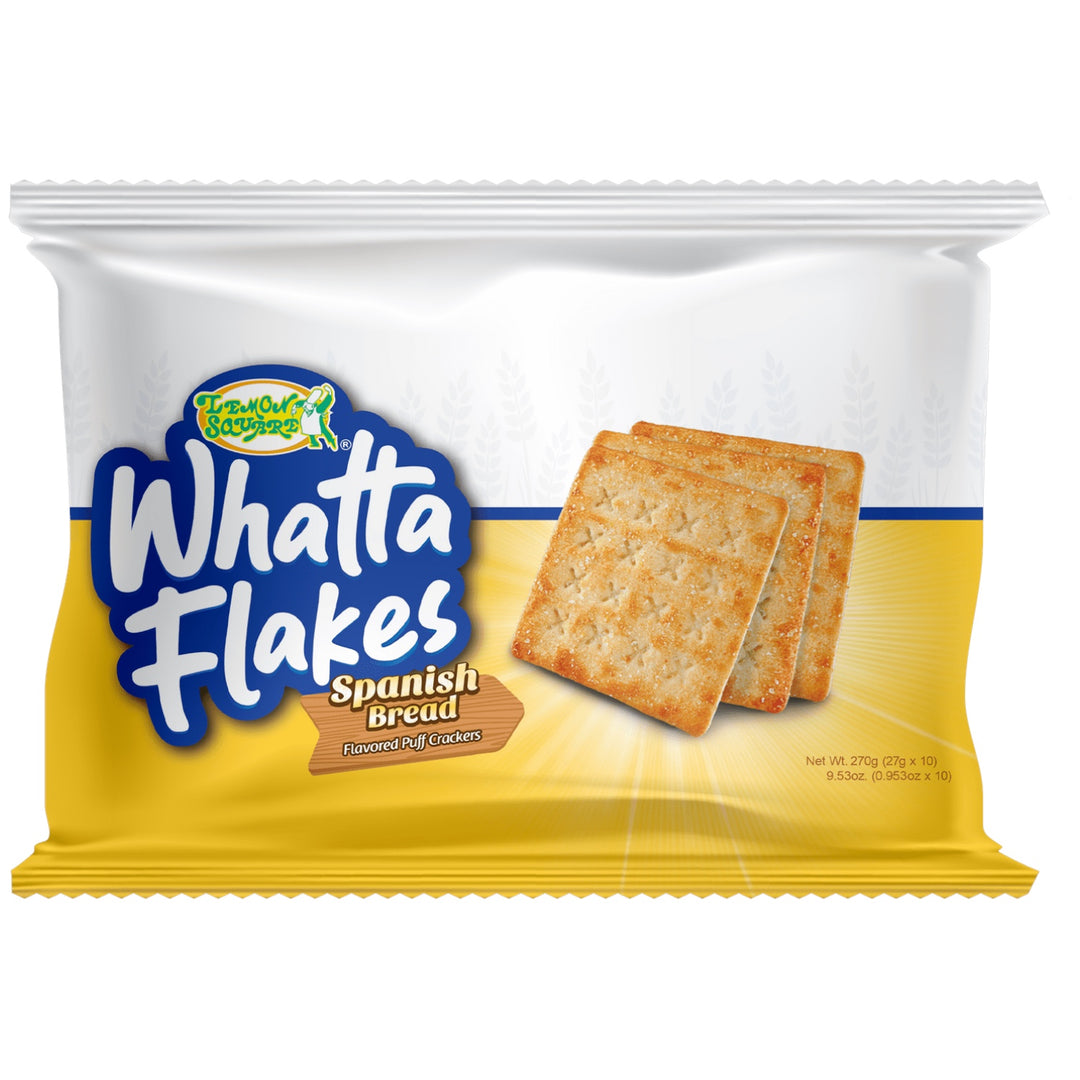 Lemon Square - Whatta Flakes Spanish Bread Flavored Puff Crackers 27 G X 10 Pack