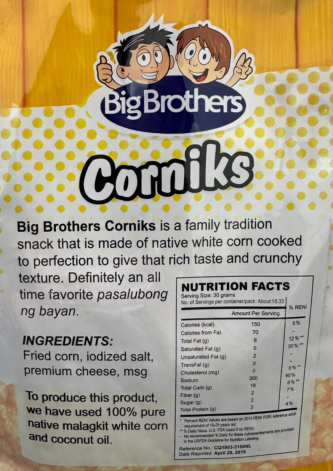 Big Brothers - Corniks with Classic Cheese 550 G