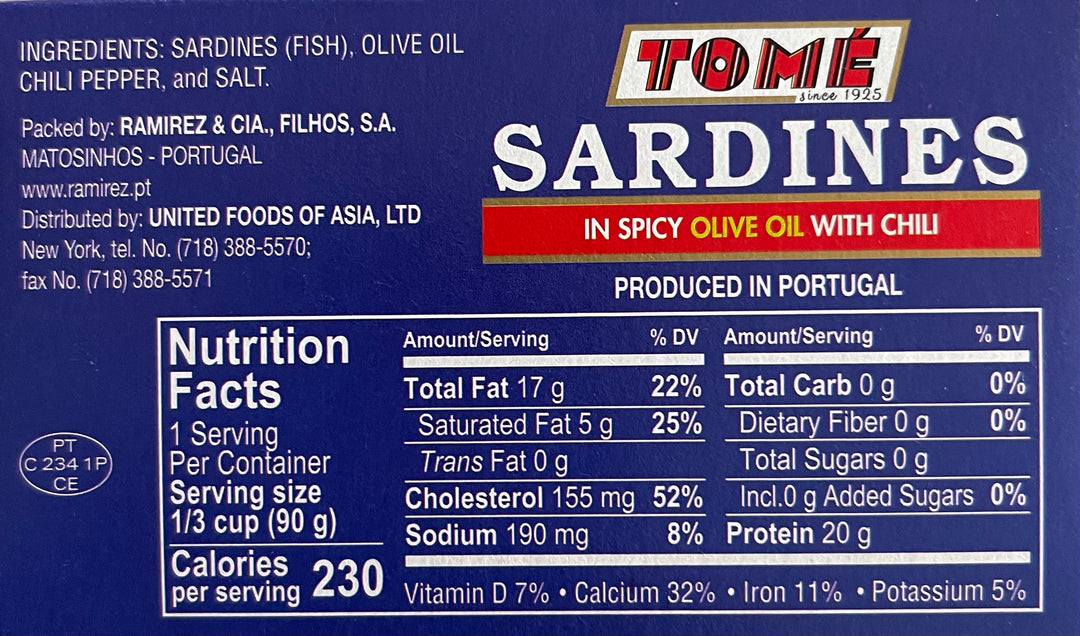 Tome - Sardines in Spicy Olive Oil with Chili 125 G