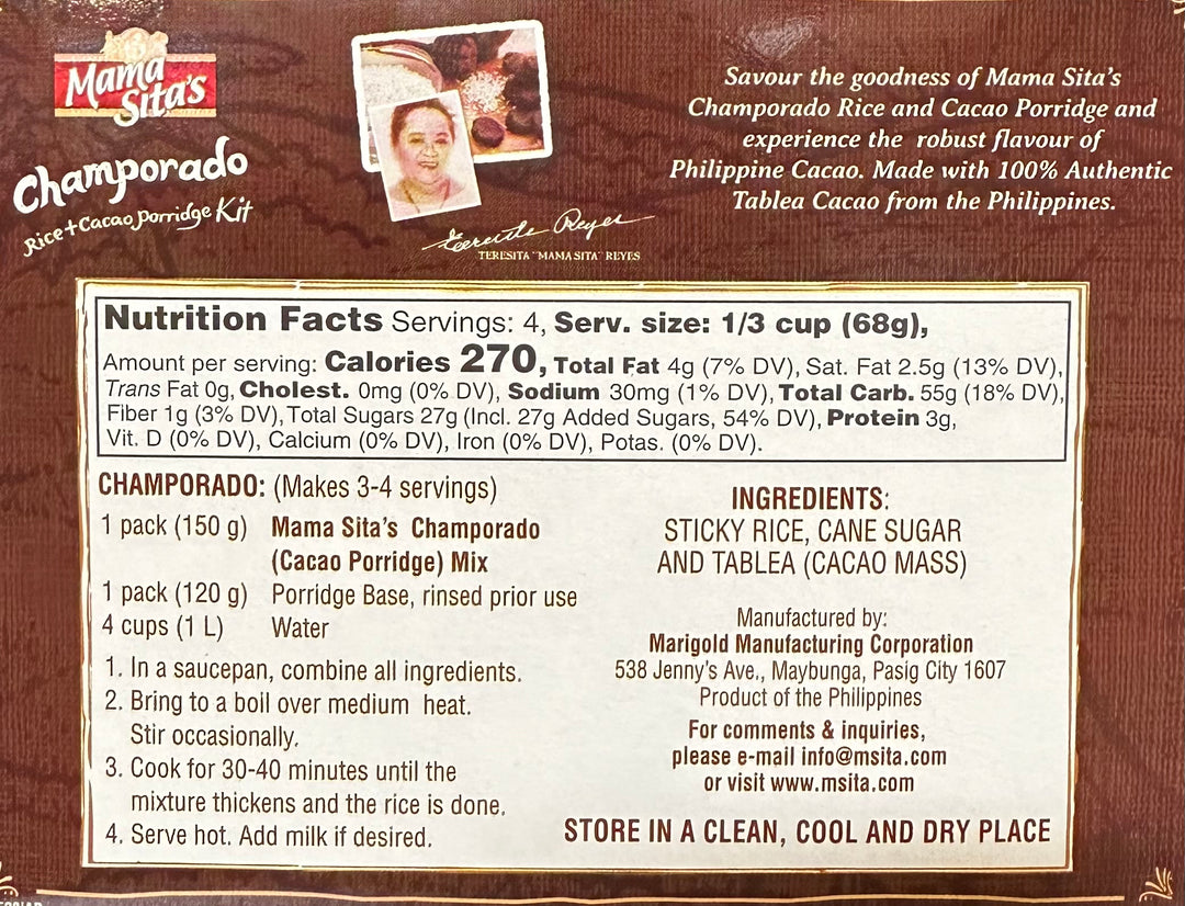 Mama Sita’s - Champorado Rice + Cacao Porridge Kit 9.52 OZ