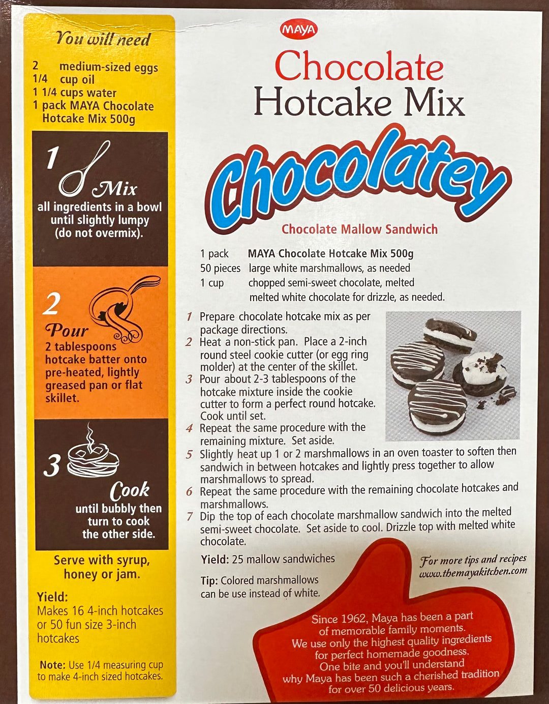 MAYA - Chocolate Hotcake Mix Chocolatey 17.6 OZ