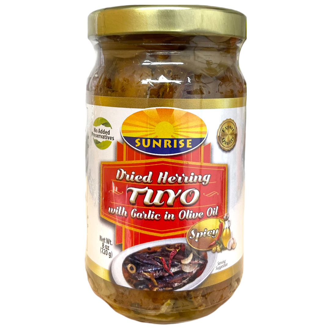 Sunrise - Dried Herring TUYO with Garlic in Olive Oil SPICY 8 OZ
