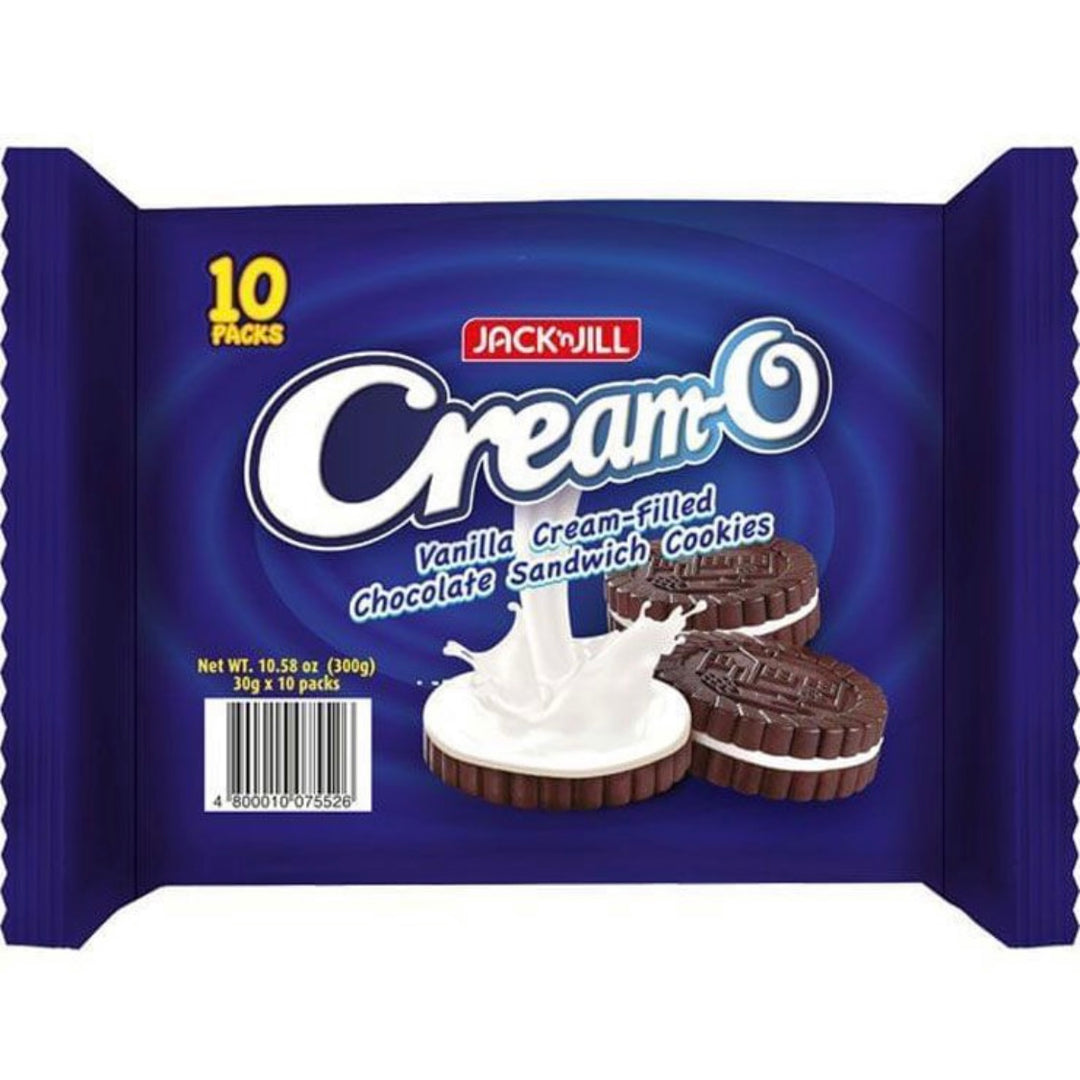Jack ‘N Jill Cream-O - Vanilla Cream-Filled Chocolate Sandwich Cookies 33 G X 10 Packs