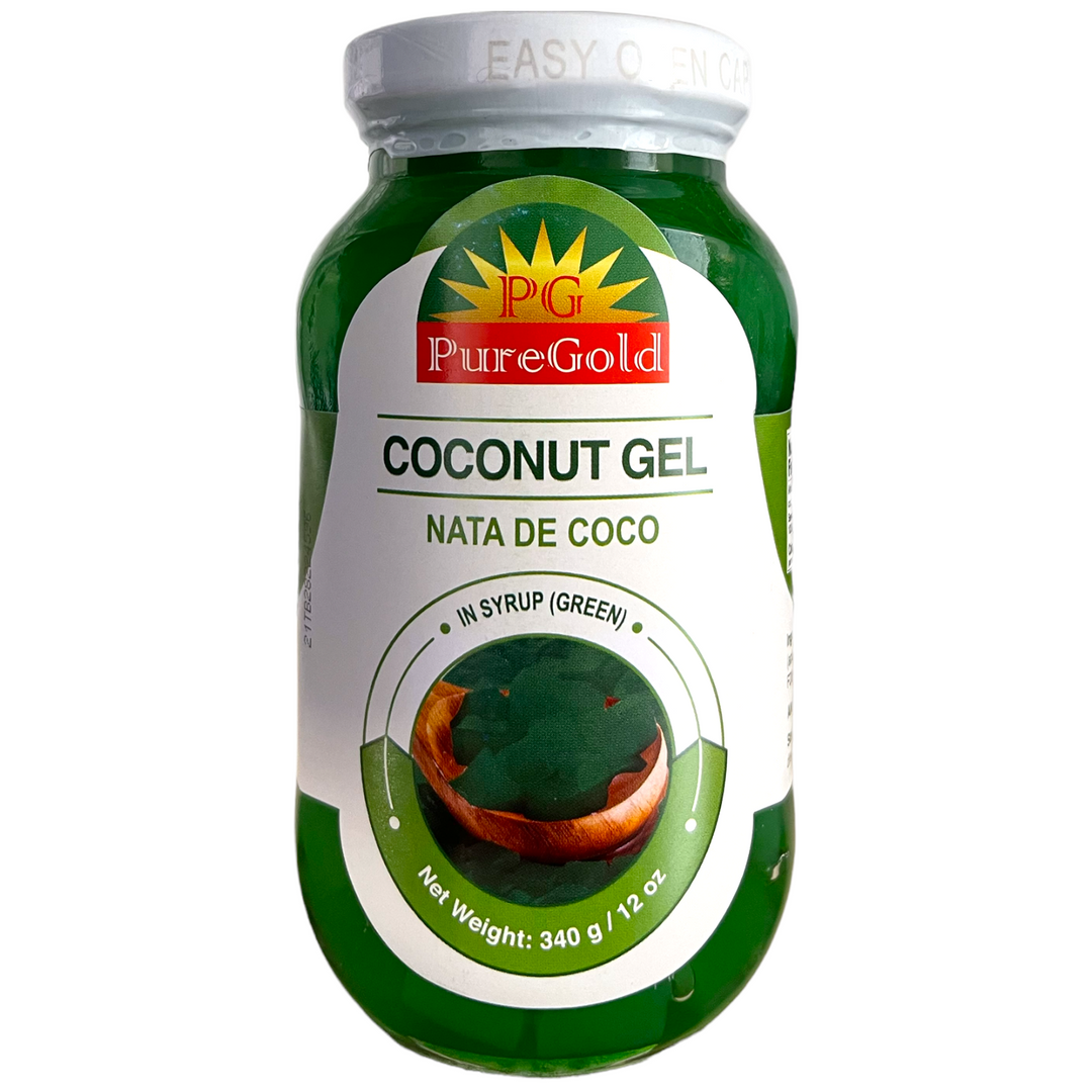 PureGold - Coconut Gel Nata de Coco in Syrup (Green) 12 OZ
